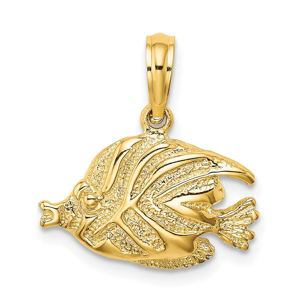 10K Gelbgold 10K Poliert Graviert Fisch Charm