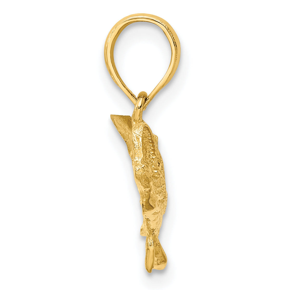 10K Gelbgold 10K 2-d Barsch Fisch mit Schwanz Up Charm