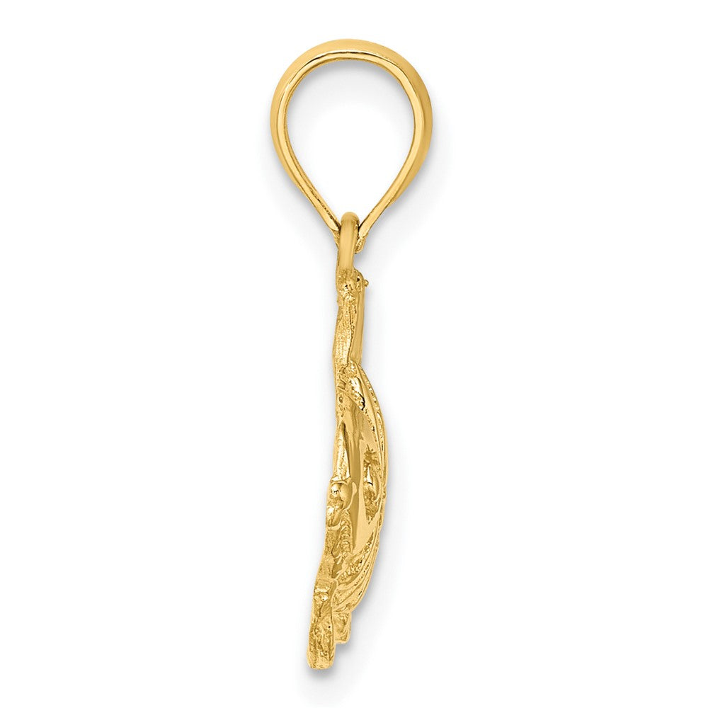 10K Gelbgold 10K Poliert Graviert Fisch Charm