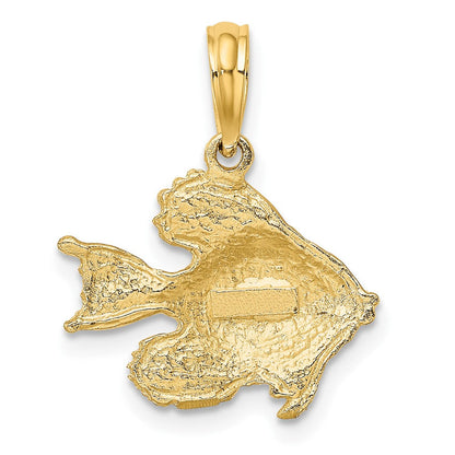 10K Gelbgold 10K Poliert Graviert Fisch Charm