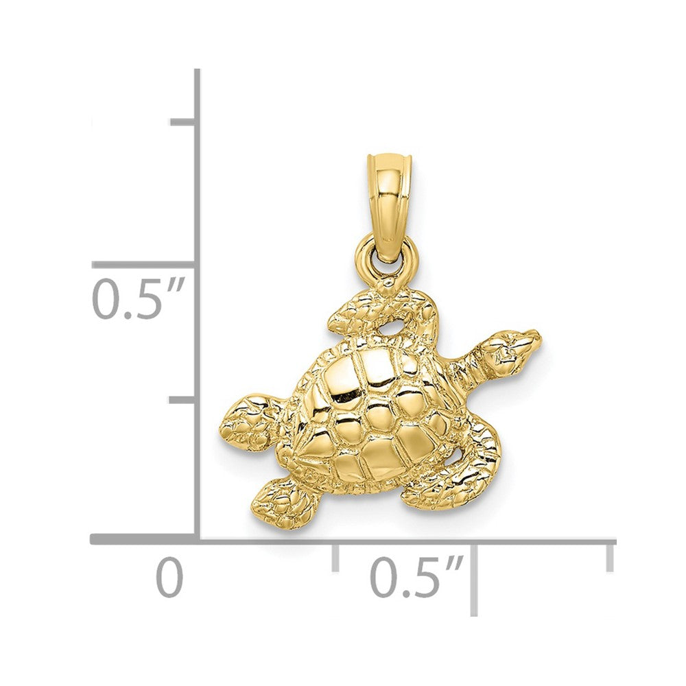 10K Gelbgold 10K Strukturiert Meer Schildkröte Charm