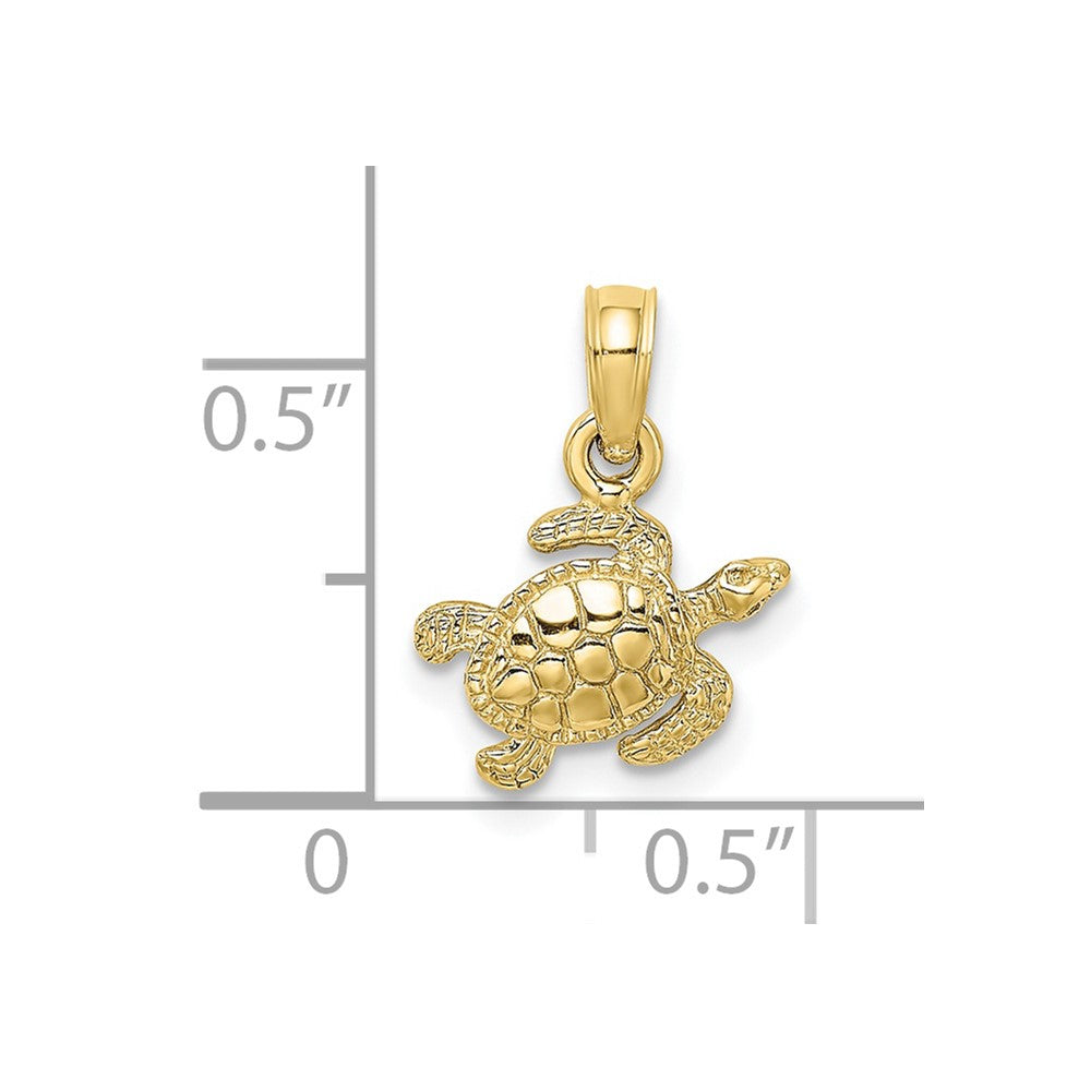 10K Gelbgold 10K Strukturiert Meer Schildkröte Charm