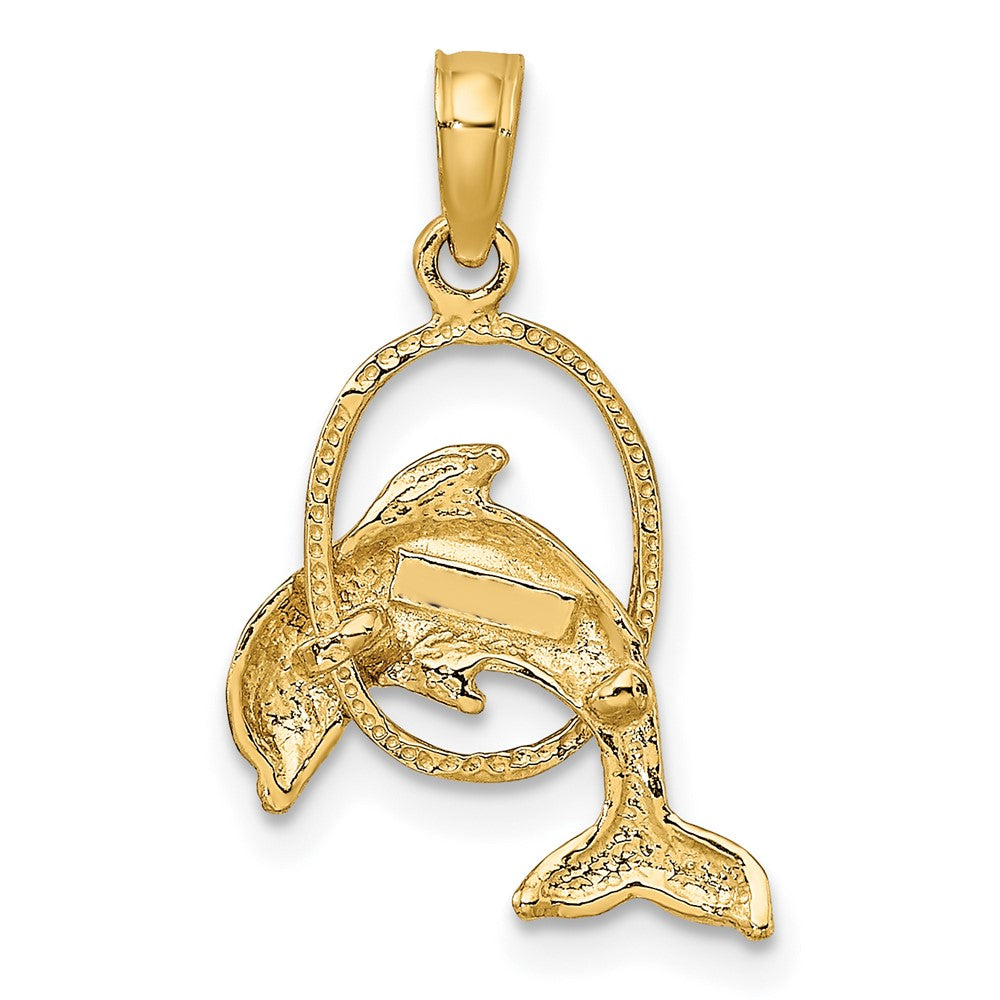 10K Gelbgold 10K Poliert Delfin Springend Through Creole Charm
