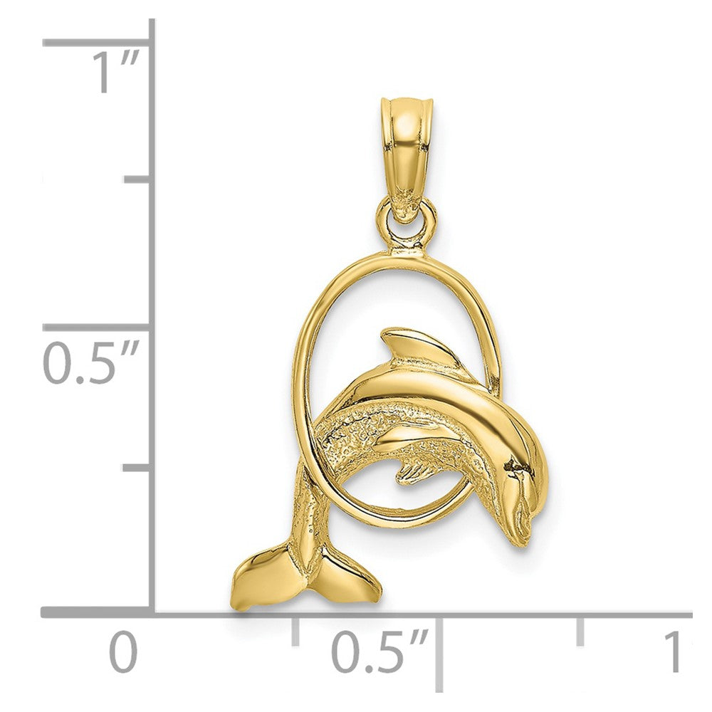 10K Gelbgold 10K Poliert Delfin Springend Through Creole Charm