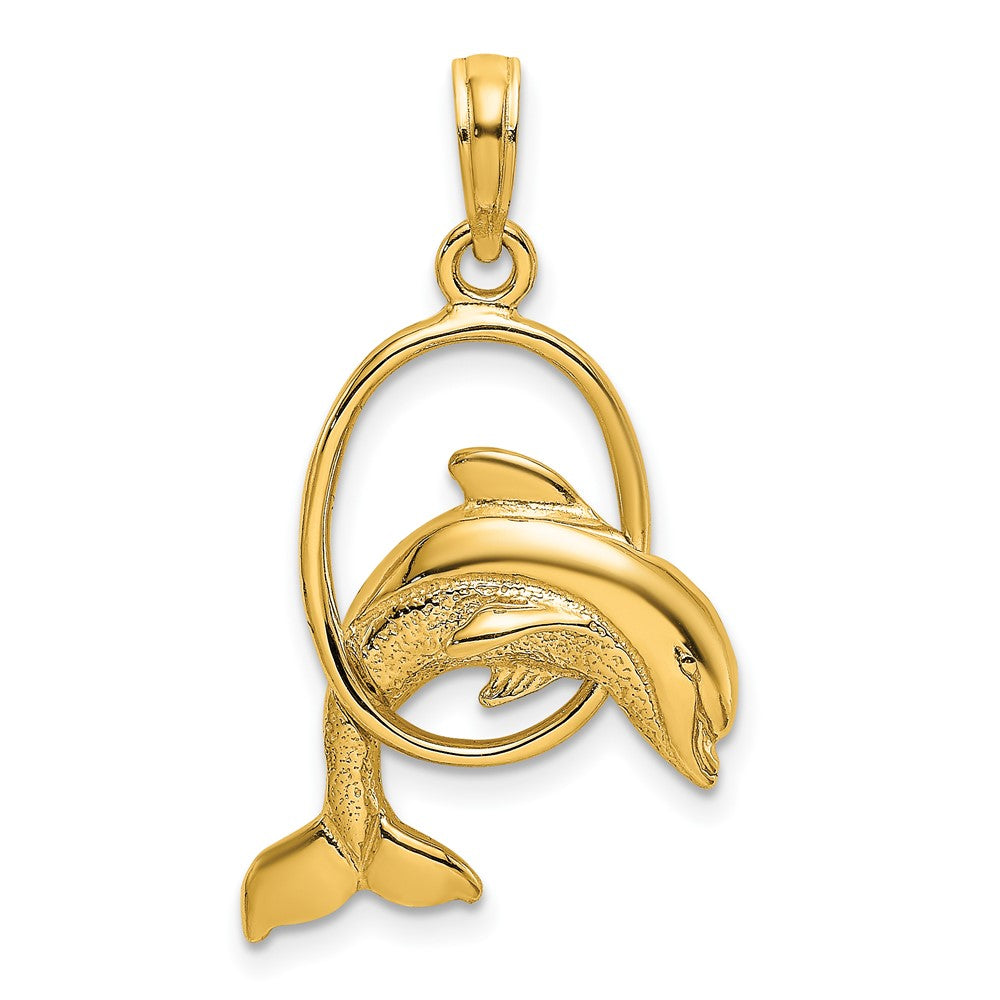 10K Gelbgold 10K Poliert Delfin Springend Through Creole Charm