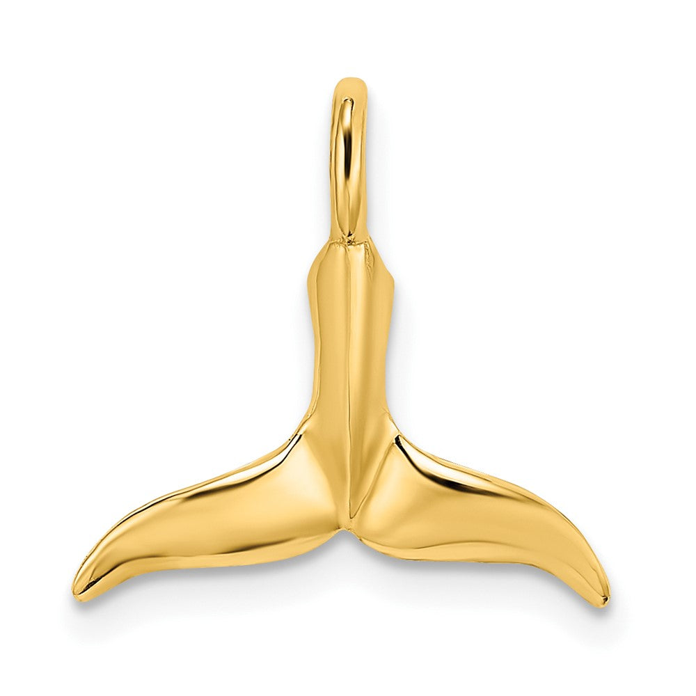 10K Gelbgold 10K 3-d Poliert Wal Schwanz Charm