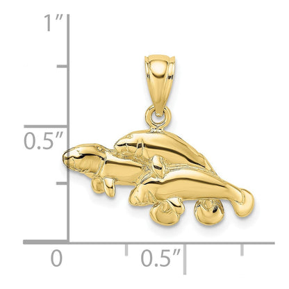 10K Gelbgold 10K Poliert Dreifach Manatee Charm