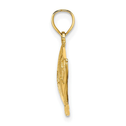 10K Gelbgold 10K 2-d Poliert Strukturiert Fisch Charm