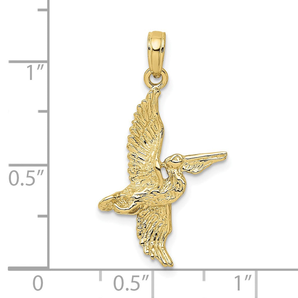 10K Gelbgold 10K 3-d Pelican Flying Charm