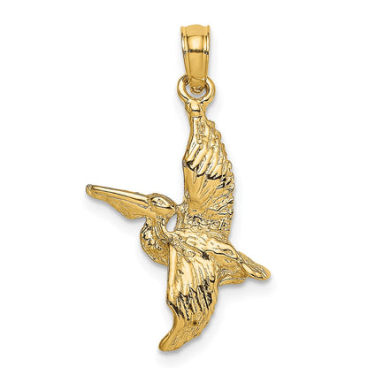 10K Gelbgold 10K 3-d Pelican Flying Charm