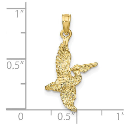 10K Gelbgold 10K 3-d Pelican Flying Charm