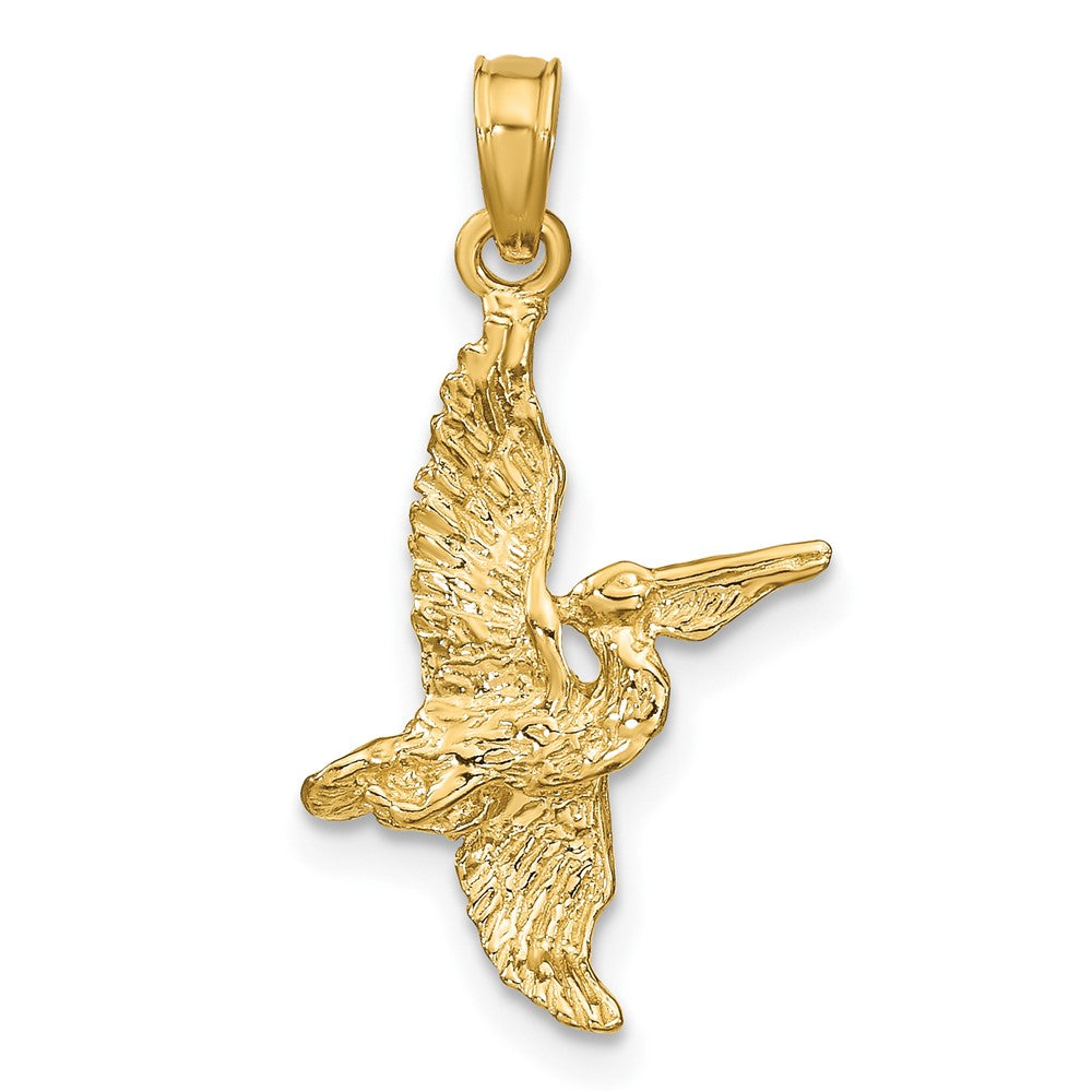 10K Gelbgold 10K 3-d Pelican Flying Charm