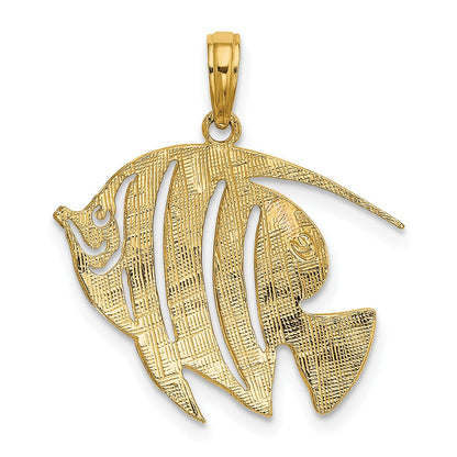 10K Gelbgold 10K Poliert Ausgeschnitten Fisch Charm