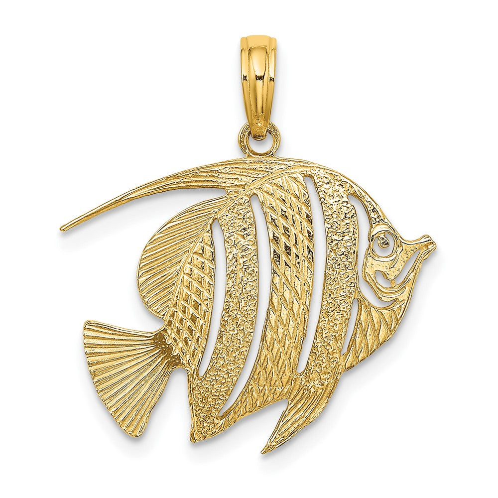 10K Gelbgold 10K Poliert Ausgeschnitten Fisch Charm