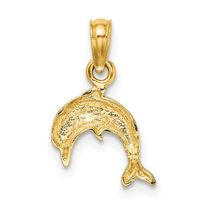 10K Gelbgold 10K Strukturiert Mini Delfin Springend Charm