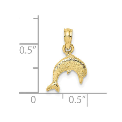 10K Gelbgold 10K Strukturiert Mini Delfin Springend Charm