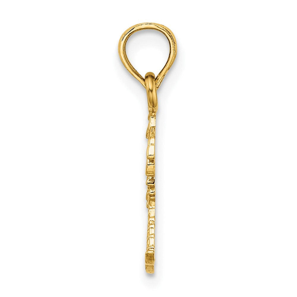 10K Gelbgold 10K Texture Mini Doppelt Palme Trees Charm