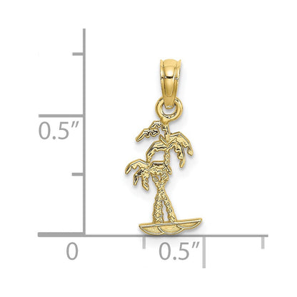 10K Gelbgold 10K Texture Mini Doppelt Palme Trees Charm