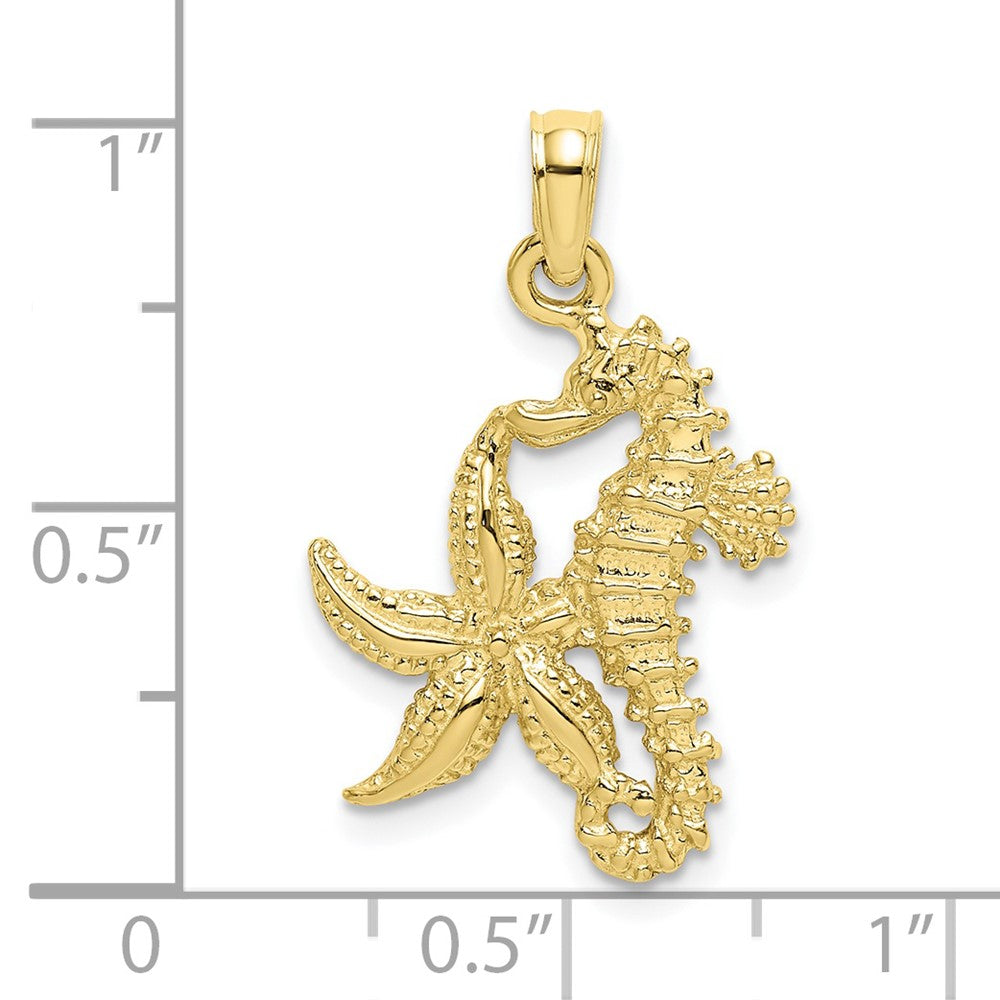 10K Gelbgold 10K Seestern und Seepferdchen Charm