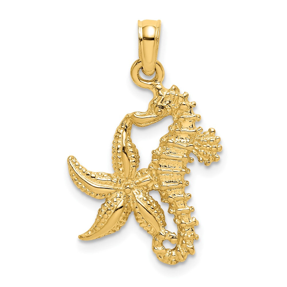 10K Gelbgold 10K Seestern und Seepferdchen Charm