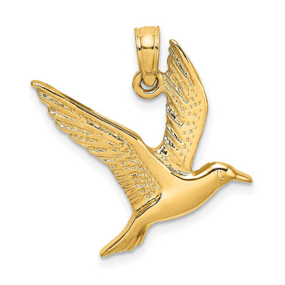 10K Gelbgold 10K Poliert und 2-d Seagull Flying Charm