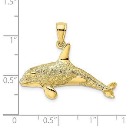 10K Gelbgold 10K 2-d Strukturiert Orca Wal Charm