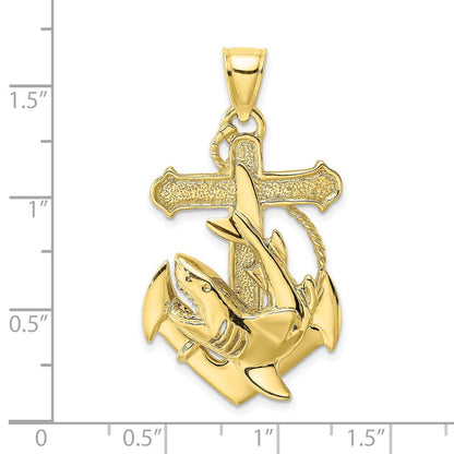 10K Gelbgold 10K 2-d Anker mit Shark Charm