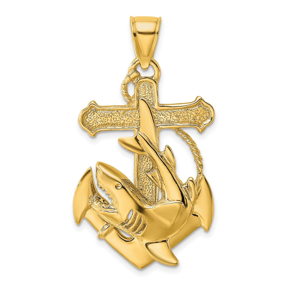 10K Gelbgold 10K 2-d Anker mit Shark Charm