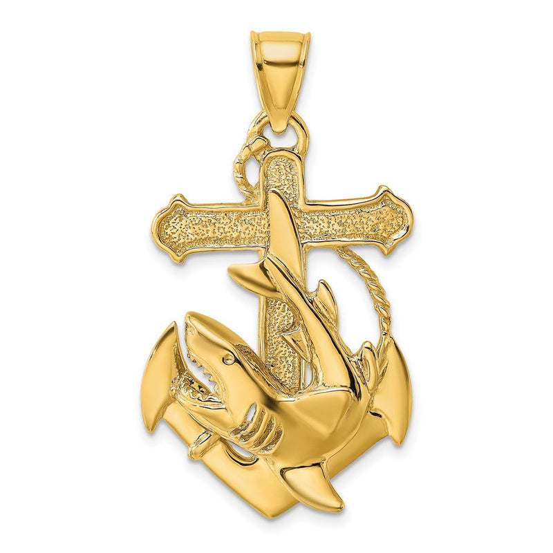 10K Gelbgold 10K 2-d Anker mit Shark Charm
