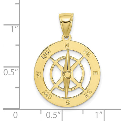 10K Gelbgold 10K Nautical Kompass mit Beweglich Needle Charm
