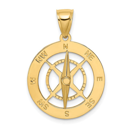 10K Gelbgold 10K Nautical Kompass mit Beweglich Needle Charm