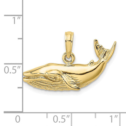 10K Gelbgold 10K 2-d Humpback Wal Charm