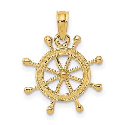 10K Gelbgold 10K 2-d Ship Rad Charm