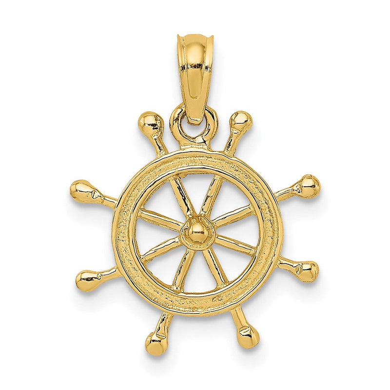 10K Gelbgold 10K 2-d Ship Rad Charm