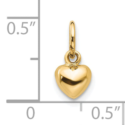 10K Gelbgold 10K Poliert 3-d Herz Charm