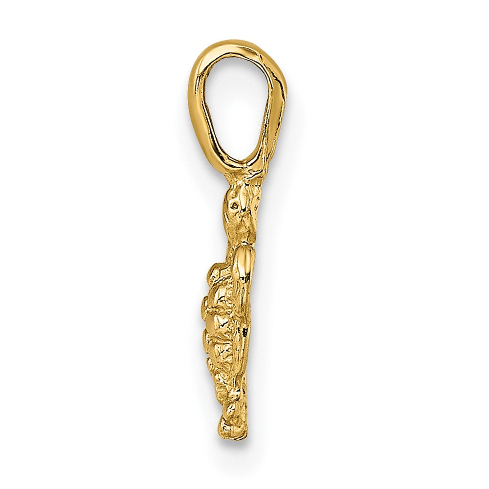 10K Gelbgold 10K Mini Meer Schildkröte mit Fixed Bail Charm