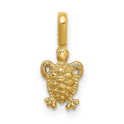 10K Gelbgold 10K Mini Meer Schildkröte mit Fixed Bail Charm