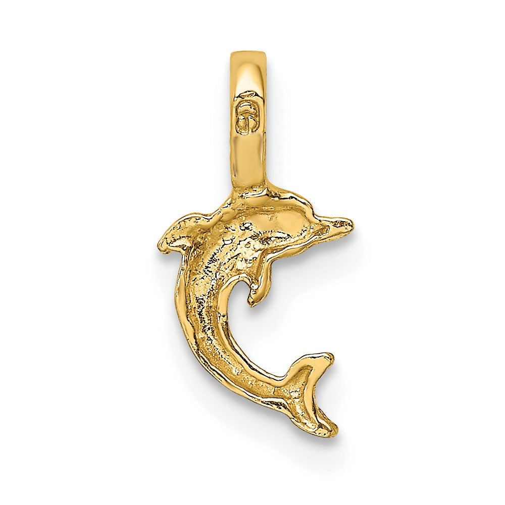 10K Gelbgold 10K Mini Springend Delfin mit Fixed Bail Charm