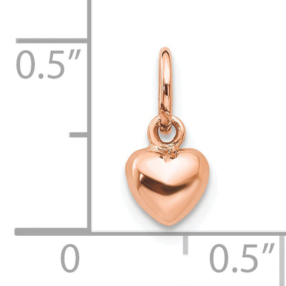 10K Roségold 10K Poliert 3-d Herz Charm