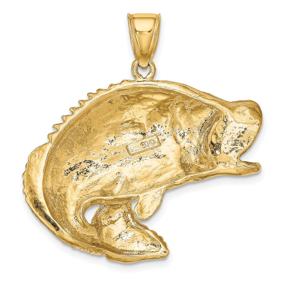 10K Gelbgold 10K 2-d Barsch Fisch Springend Charm
