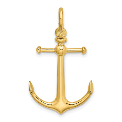 10K Gelbgold 10K 3-d Anker mit Shackle Bail Charm