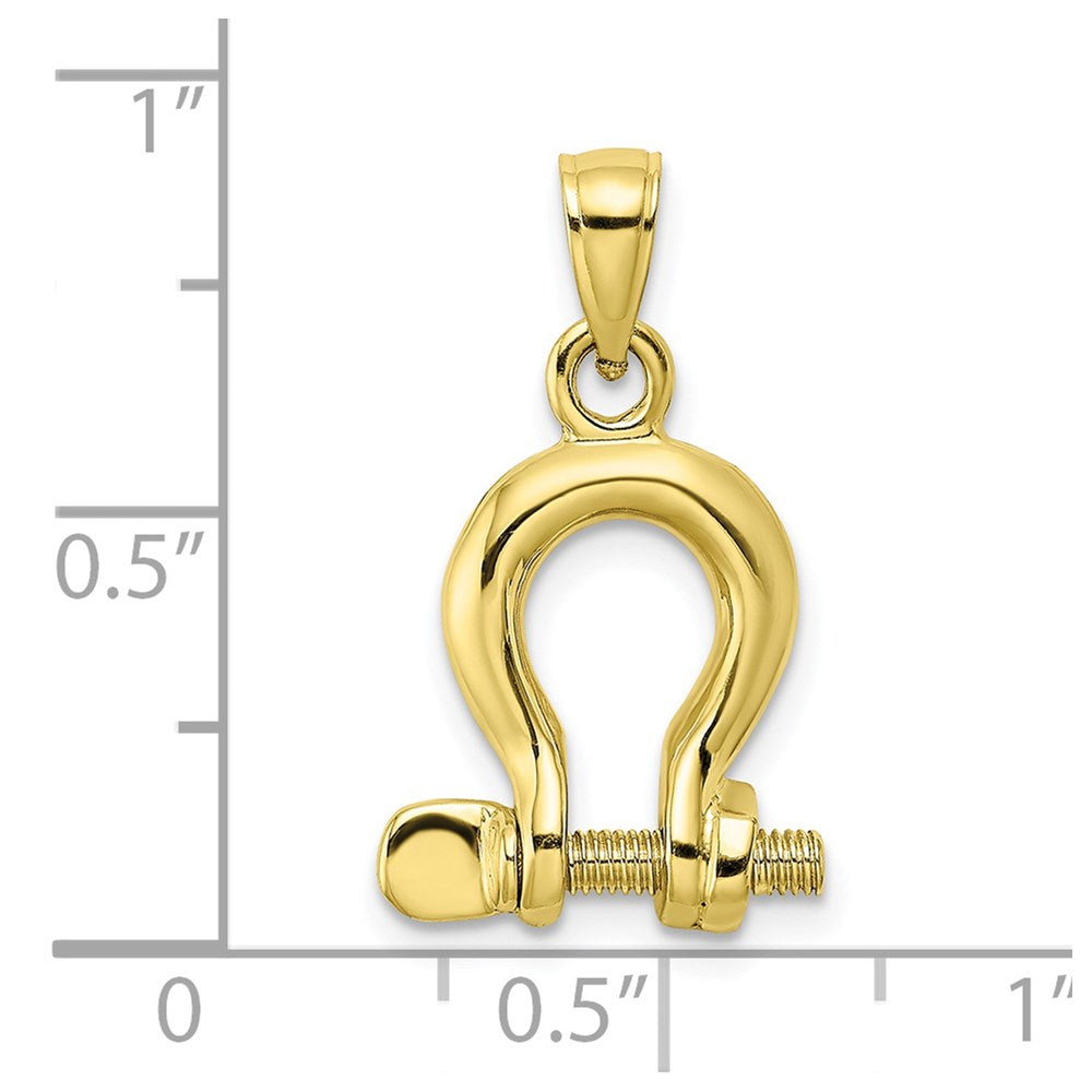 10K Gelbgold 10K 3-d Mittel Shackle Glieder Screw Charm