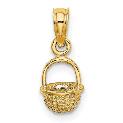 10K Gelbgold 10K 3-d Mini Korb Charm