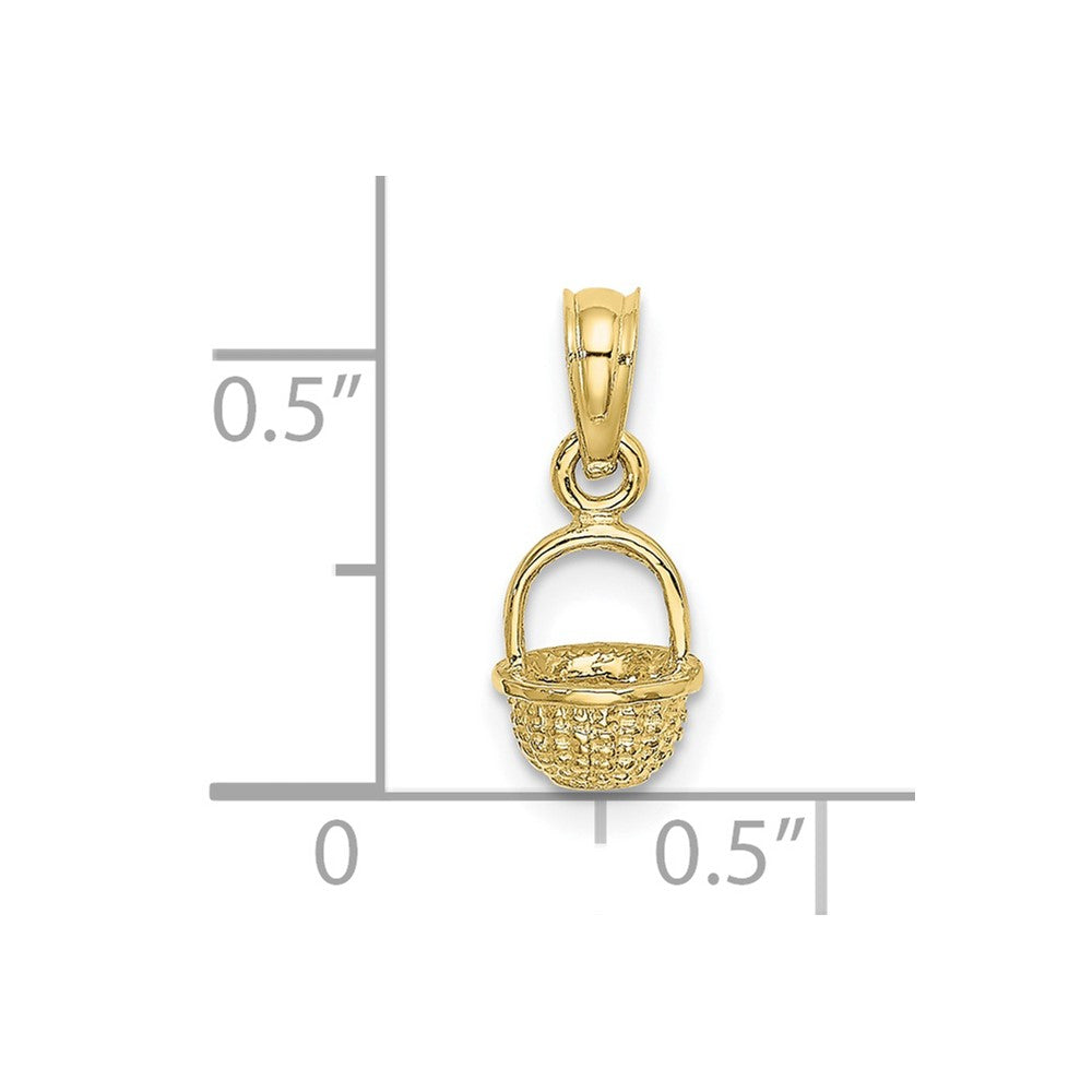 10K Gelbgold 10K 3-d Mini Korb Charm