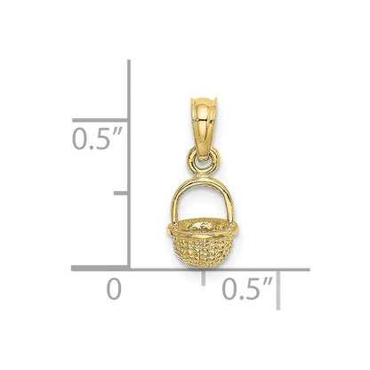 10K Gelbgold 10K 3-d Mini Korb Charm