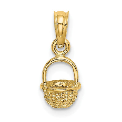 10K Gelbgold 10K 3-d Mini Korb Charm