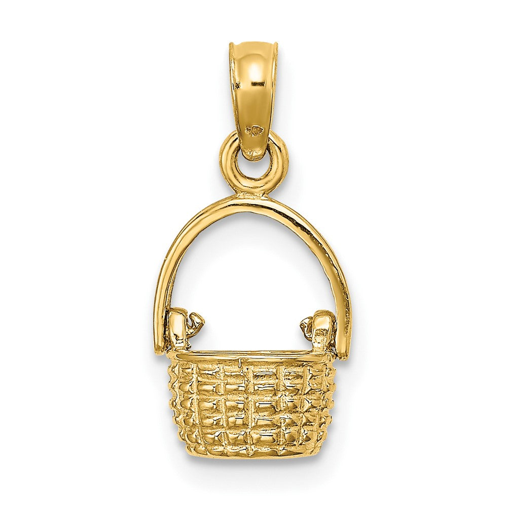10K Gelbgold 10K 3-d Beweglich Handle Korb Charm