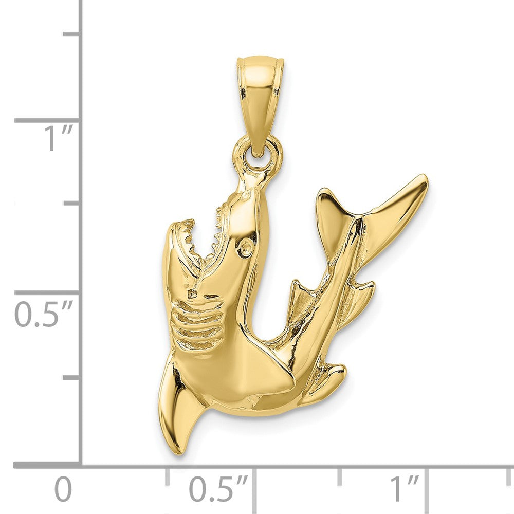 10K Gelbgold 10K 2-d Poliert Shark Charm