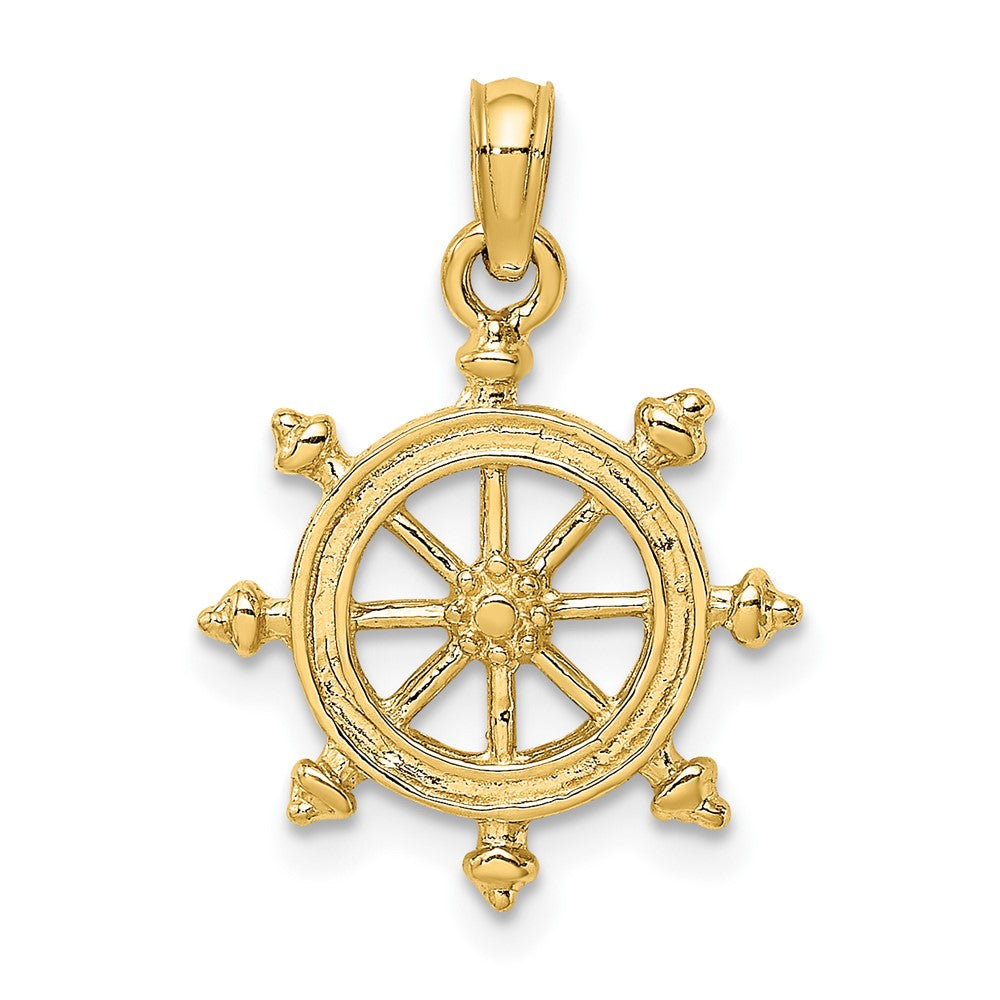 10K Gelbgold 10K 2-d Graviert Ship Rad Charm