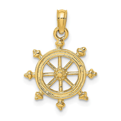 10K Gelbgold 10K 2-d Graviert Ship Rad Charm